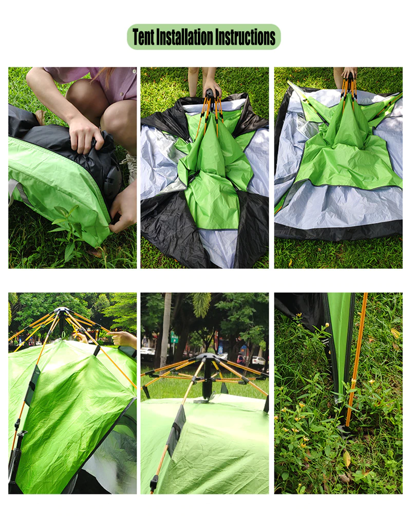 Cheap Goat Tents 4 5 People Large Tent Quick Setup Family Camping Tent Pink And Green Tent Camping Hiking Foldable Folding Tent Double Layer   